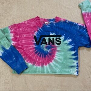 Vans Tie-Dye Crop Crewneck Sweatshirt - Ultrasoft, Plush Winter Streetwear - L